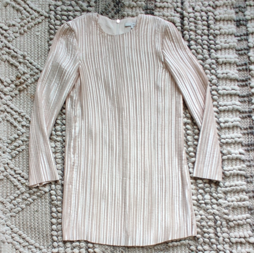 Tibi Crinkle Mini Cocktail Dress In Champagne Size 2 - Picture 3 of 6